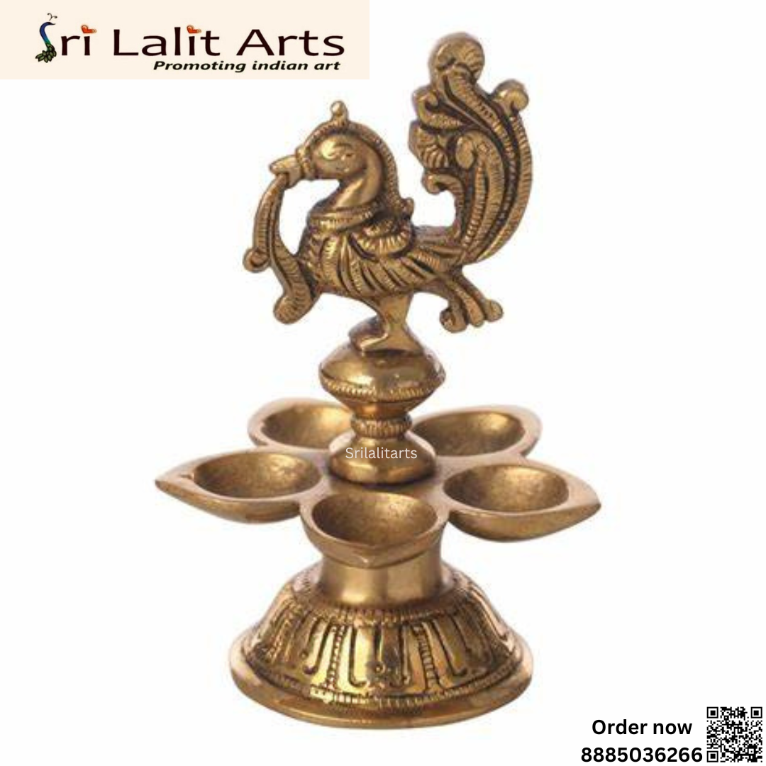Sri Lalit Arts Peacock Brass Diya